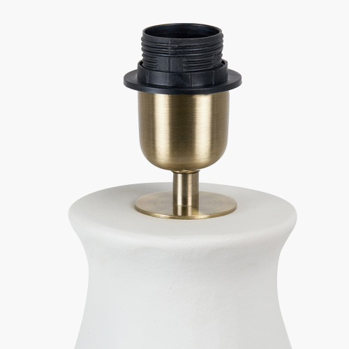 Pacific Lifestyle Eirene White Textured Stoneware Table Lamp Base With Edward 40cm Natural Linen Cylinder Lampshade