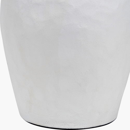 Pacific Lifestyle Eirene White Textured Stoneware Table Lamp Base With Edward 40cm Natural Linen Cylinder Lampshade