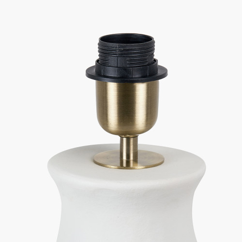 Pacific Lifestyle Eirene White Textured Stoneware Table Lamp Base With Milos 40cm Natural Linen Tapered Lampshade