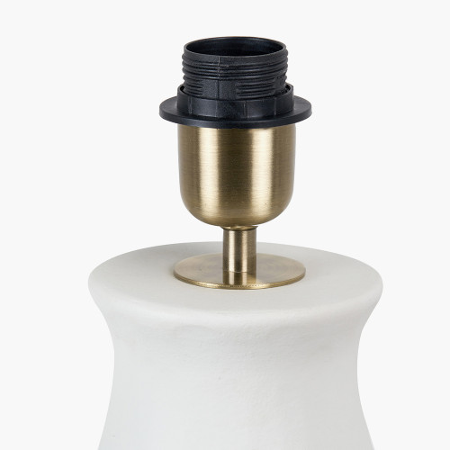 Pacific Lifestyle Eirene White Textured Stoneware Table Lamp Base With Lars 40cm Black Ikat Patterned Cylinder Lampshade