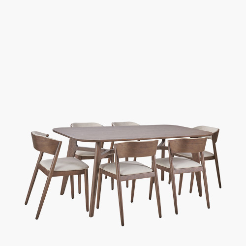 Pacific Lifestyle Elias Dark Ash Wood Retro Dining Table And 6 Chairs