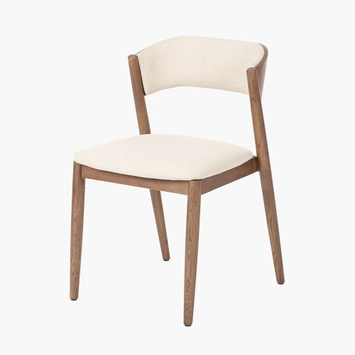 Pacific Lifestyle Elias Natural Linen And Dark Ash Wood Curved Back Dining Chair