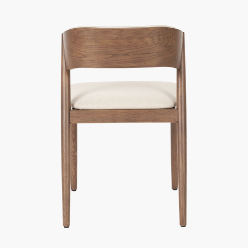 Pacific Lifestyle Elias Natural Linen And Dark Ash Wood Curved Back Dining Chair