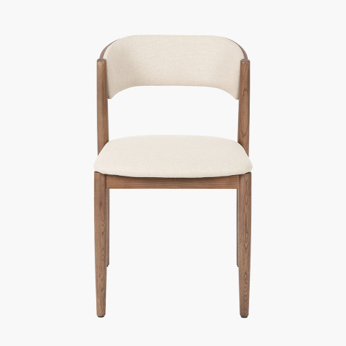 pacific lifestyle Elias Natural Linen and Dark Ash Wood Curved Back Dining Chair
