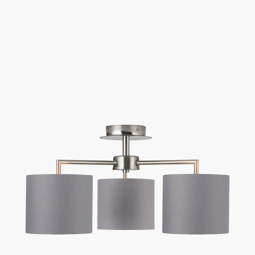 Pacific Lifestyle Elin Brushed Silver And Steel Grey 3 Light Pendant