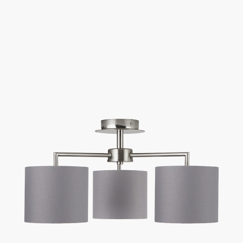 pacific lifestyle Elin Brushed Silver and Steel Grey 3 Light Pendant