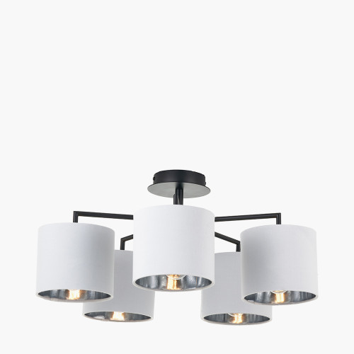 Pacific Lifestyle Elin Matt Black And Ivory 5 Light Pendant
