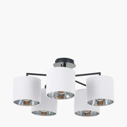 Pacific Lifestyle Elin Matt Black And Ivory 5 Light Pendant