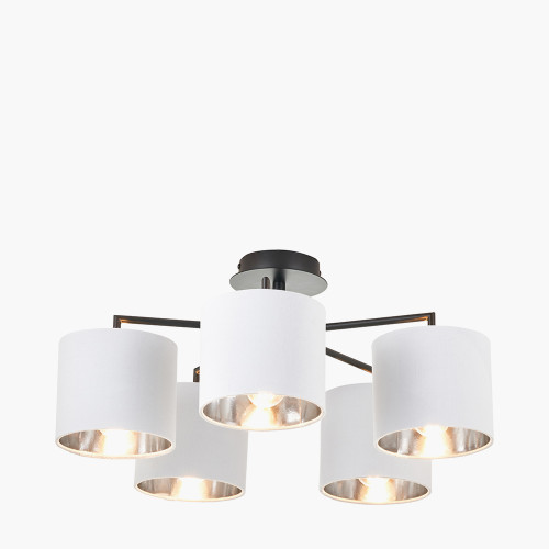 Pacific Lifestyle Elin Matt Black And Ivory 5 Light Pendant
