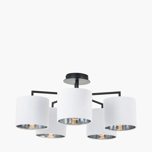 pacific lifestyle Elin Matt Black and Ivory 5 Light Pendant