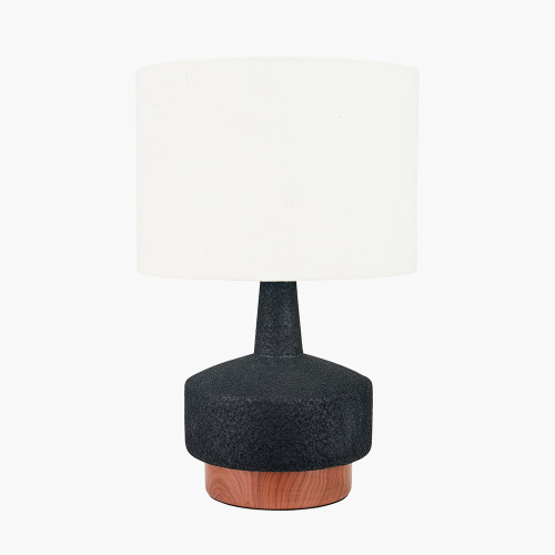 Pacific Lifestyle Elio Black And Wood Effect Textured Ceramic Table Lamp