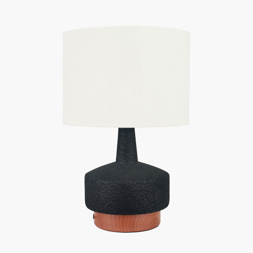 Pacific Lifestyle Elio Black And Wood Effect Textured Ceramic Table Lamp