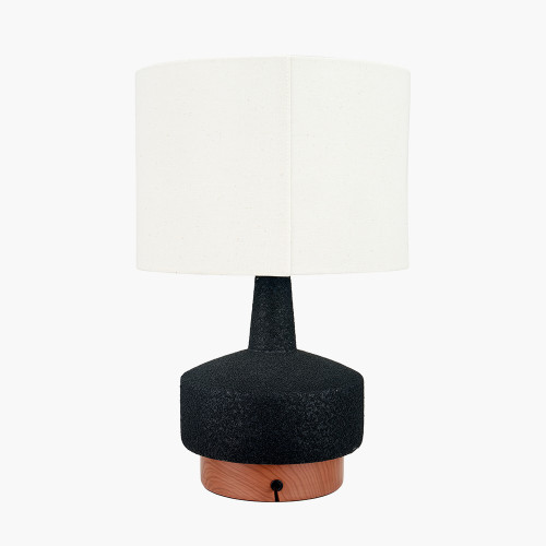 Pacific Lifestyle Elio Black And Wood Effect Textured Ceramic Table Lamp