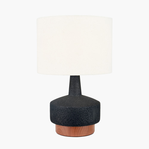 pacific lifestyle Elio Black and Wood Effect Textured Ceramic Table Lamp