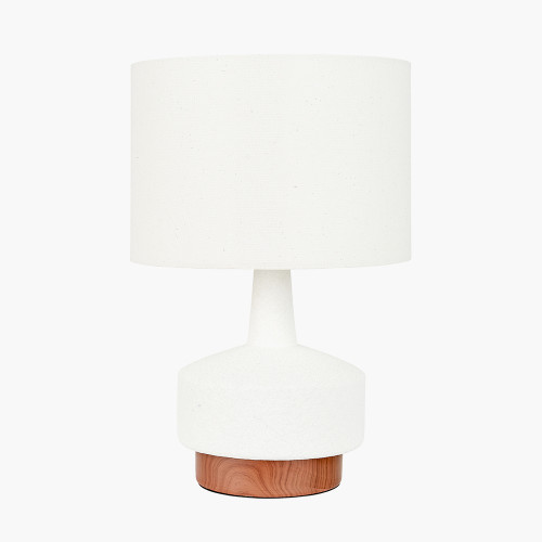 Pacific Lifestyle Elio White And Wood Effect Textured Ceramic Table Lamp