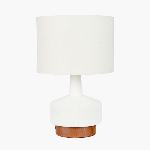 Pacific Lifestyle Elio White And Wood Effect Textured Ceramic Table Lamp
