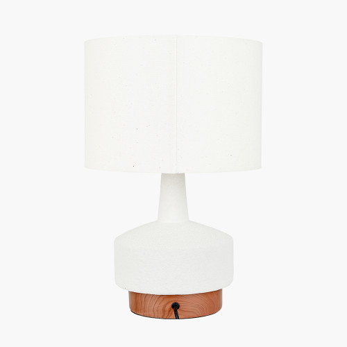 Pacific Lifestyle Elio White And Wood Effect Textured Ceramic Table Lamp