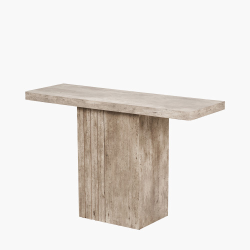 Pacific Lifestyle Elkton Concrete Effect Wood Veneer Groove Detail Console Table