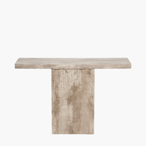 Pacific Lifestyle Elkton Concrete Effect Wood Veneer Groove Detail Console Table
