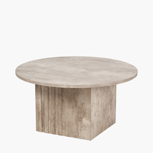 Pacific Lifestyle Elkton Concrete Effect Wood Veneer Groove Detail Coffee Table