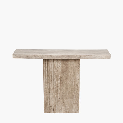 pacific lifestyle Elkton Concrete Effect Wood Veneer Groove Detail Console Table