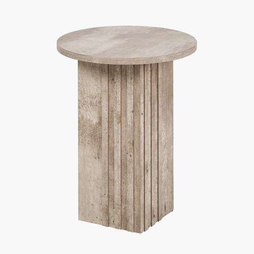 Pacific Lifestyle Elkton Concrete Effect Wood Veneer Groove Detail Side Table