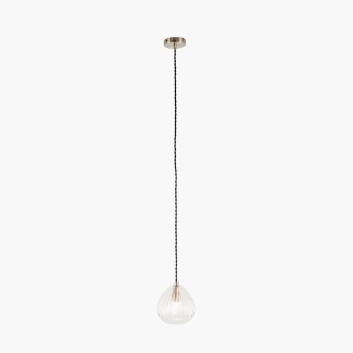 Pacific Lifestyle Ella Clear Ribbed Glass Teardrop Pendant