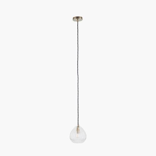 Pacific Lifestyle Ella Clear Ribbed Glass Teardrop Pendant