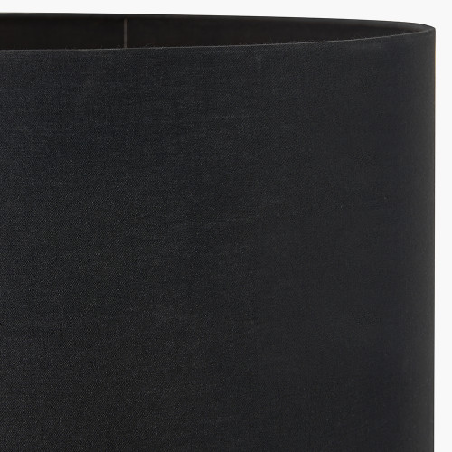 Pacific Lifestyle Elon Champagne Gold Metal Stacked Cylinder Table Lamp Base With Harry 35cm Black Cotton Mix Cylinder Lampshade
