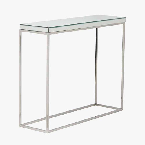 Pacific Lifestyle Elysee Mirrored Glass And Silver Metal Console Table