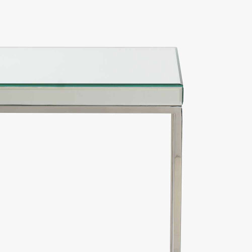 Pacific Lifestyle Elysee Mirrored Glass And Silver Metal Console Table