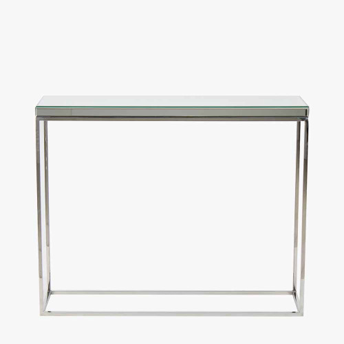 pacific lifestyle Elysee Mirrored Glass and Silver Metal Console Table