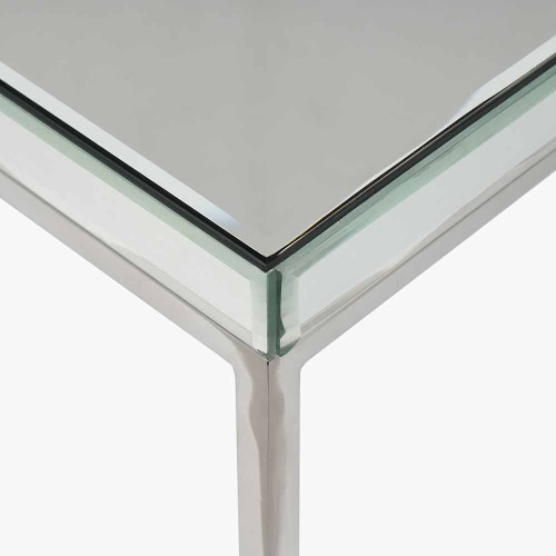 Pacific Lifestyle Elysee Mirrored Glass And Silver Metal Square Coffee Table