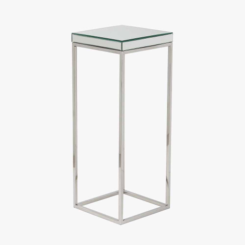 Pacific Lifestyle Elysee Mirrored Glass And Silver Metal Square Side Table
