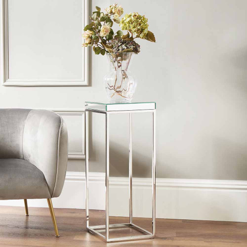 Pacific Lifestyle Elysee Mirrored Glass And Silver Metal Square Side Table