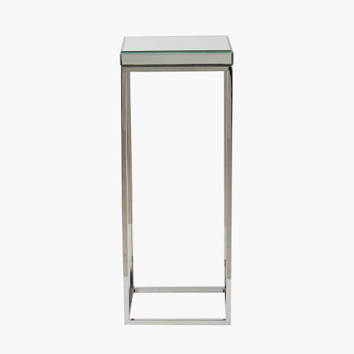 pacific lifestyle Elysee Mirrored Glass and Silver Metal Square Side Table