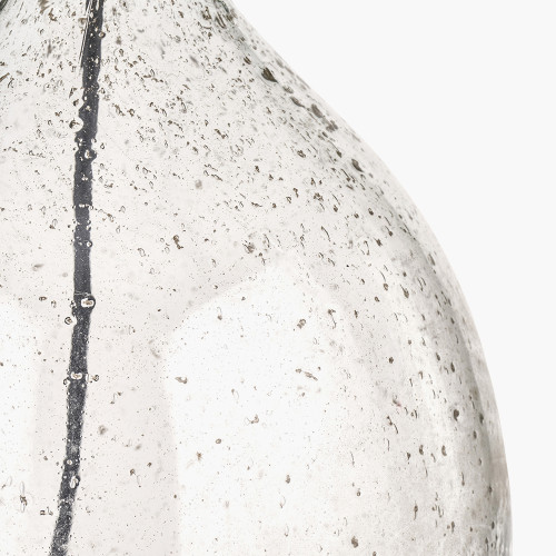 Pacific Lifestyle Elysia Bubble Glass And Silver Metal Curved Table Lamp Base With Edward 40cm Natural Linen Cylinder Lampshade