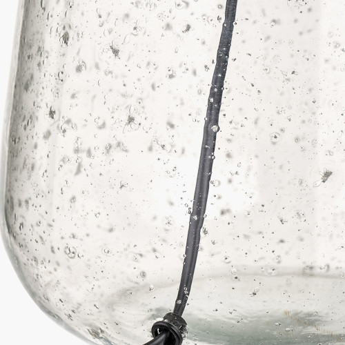 Pacific Lifestyle Elysia Bubble Glass And Silver Metal Table Lamp Base With Edward 40cm Natural Linen Cylinder Lampshade