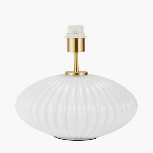Pacific Lifestyle Emilia White Ribbed Glass And Gold Metal Oval Table Lamp Base