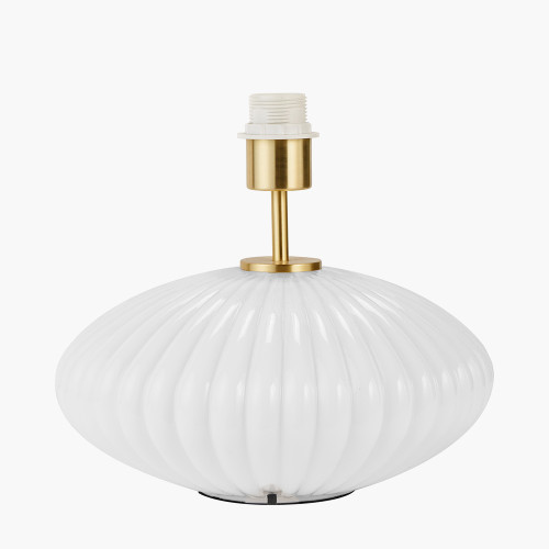 Pacific Lifestyle Emilia White Ribbed Glass And Gold Metal Oval Table Lamp Base