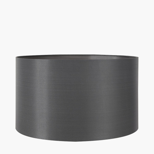 Pacific Lifestyle Emilia White Ribbed Glass And Gold Metal Oval Table Lamp Base With Zara 35cm Steel Grey Silk Lined Cylinder Lampshade