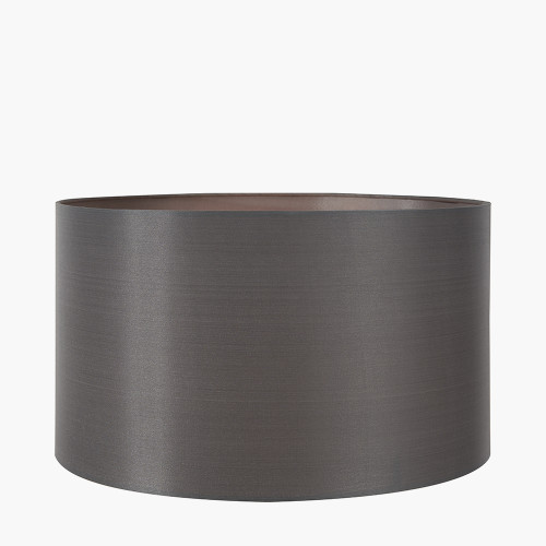 Pacific Lifestyle Emilia White Ribbed Glass And Gold Metal Oval Table Lamp Base With Zara 35cm Steel Grey Silk Lined Cylinder Lampshade