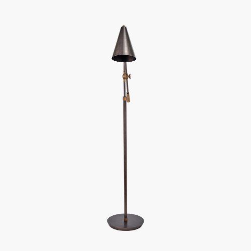Pacific Lifestyle Emiliano Antique Bronze And Antique Brass Adjustable Task Floor Lamp
