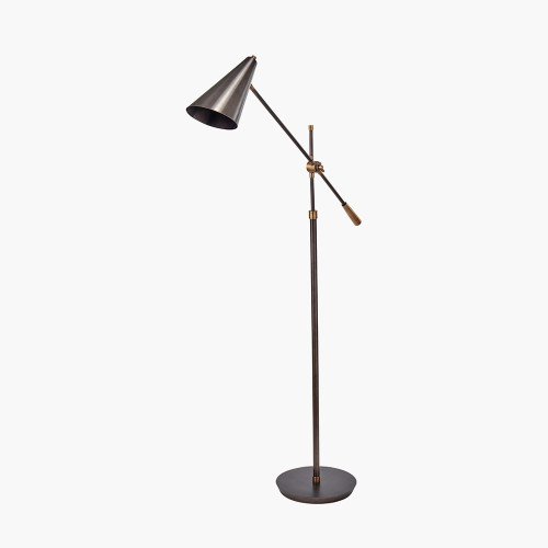 Pacific Lifestyle Emiliano Antique Bronze And Antique Brass Adjustable Task Floor Lamp