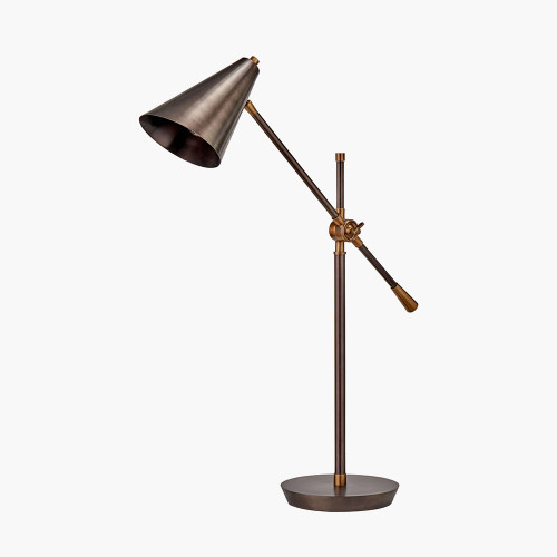 Pacific Lifestyle Emiliano Antique Bronze And Antique Brass Adjustable Task Table Lamp