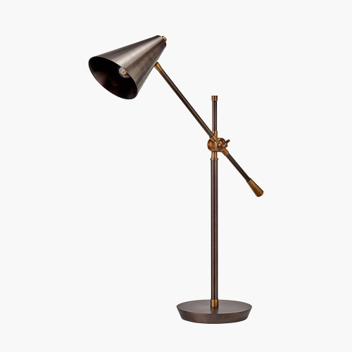 Pacific Lifestyle Emiliano Antique Bronze And Antique Brass Adjustable Task Table Lamp