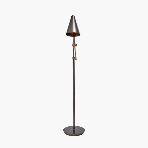 pacific lifestyle Emiliano Antique Bronze and Antique Brass Adjustable Task Floor Lamp