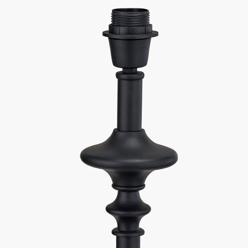 Pacific Lifestyle Emilio Matt Black Candlestick Floor Lamp Base With Izara 45cm Cinnamon Ikat Patterned Mushroom Pleat Tapered Lampshade