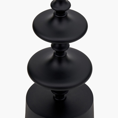 Pacific Lifestyle Emilio Matt Black Candlestick Floor Lamp Base With Izara 45cm Cinnamon Ikat Patterned Mushroom Pleat Tapered Lampshade