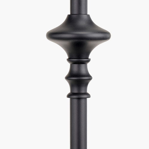 Pacific Lifestyle Emilio Matt Black Candlestick Table Lamp Base With Izara 35cm Lilac Ikat Patterned Mushroom Pleat Tapered Lampshade